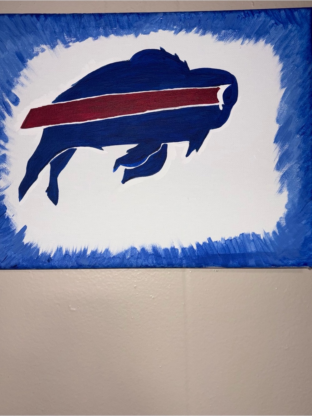 Blue and Red Buffalo Silhouette Canvas Wall Art